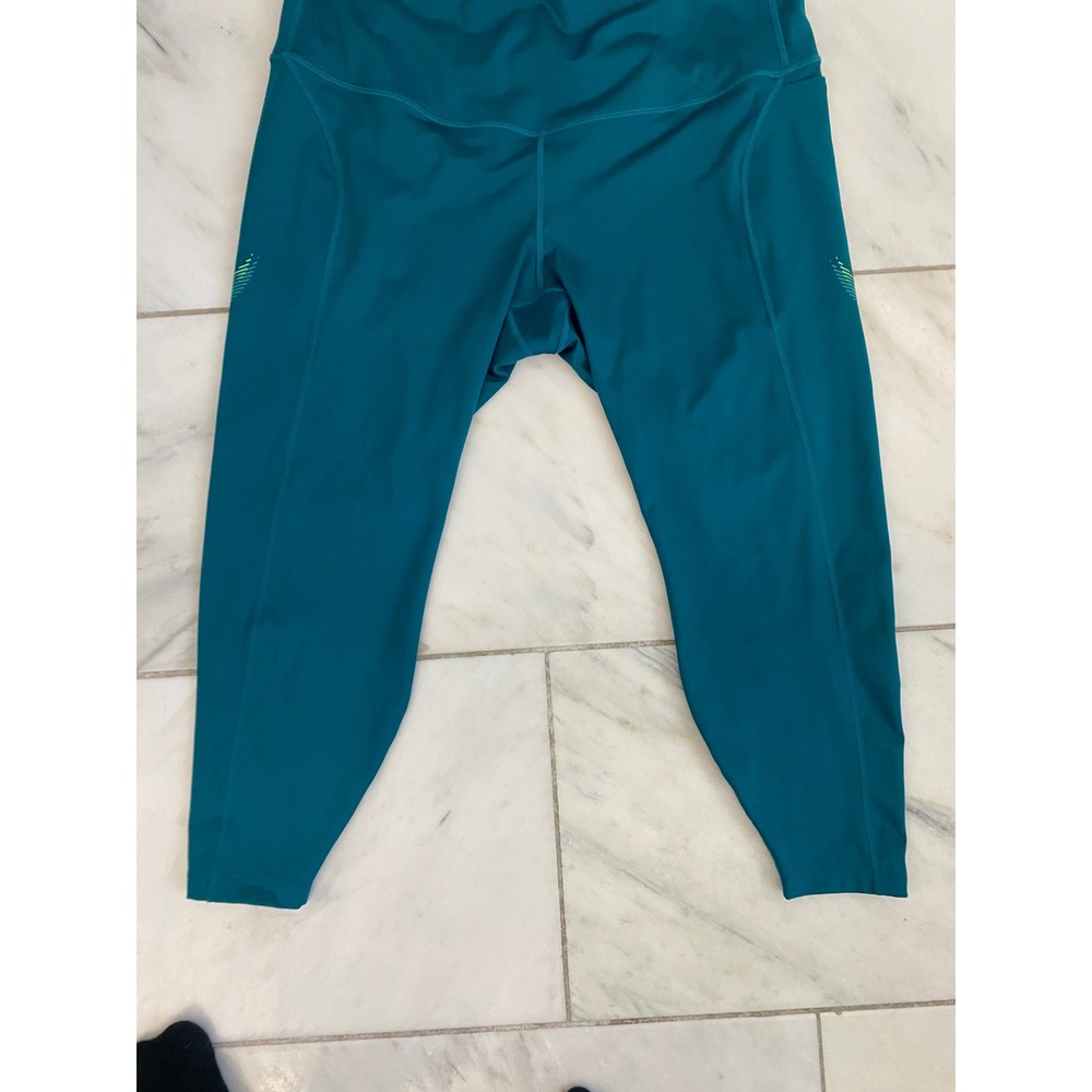 NWOT Nike Teal Leggings with Lime Swoosh Accent - Picture 12 of 12